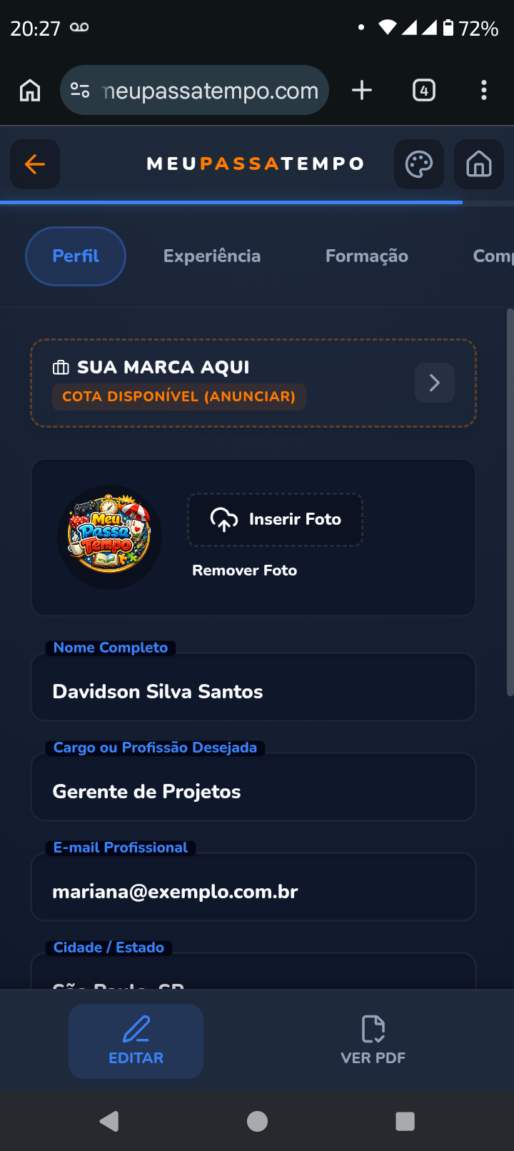 Gerador de Currículo